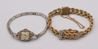 JEWELRY. Lady's Vintage 14kt Gold Watch Grouping.