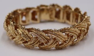 JEWELRY. 14kt Gold Articulated Leaf Bracelet.