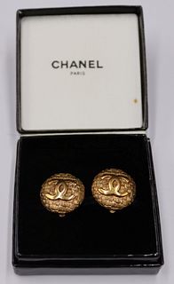 JEWELRY. Pair of Vintage Chanel Monogram Ear Clips
