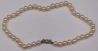 JEWELRY. Vintage Pearl Platinum & Diamond Necklace