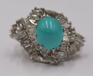 JEWELRY. Turquoise and Diamond Cocktail Ring.