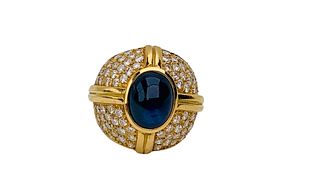 Diamond And Sapphire Cab Ring