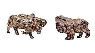 Tiffany & Co Sterling Silver Cuff Links Bull & Bea