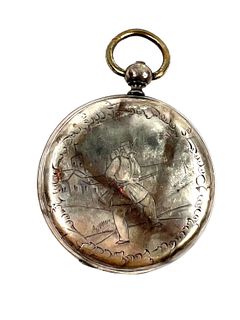 Vintage Pocket Watch with Image of Man Depicted