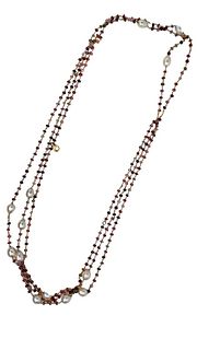 Pearl And Gold Necklace Garnet Necklace