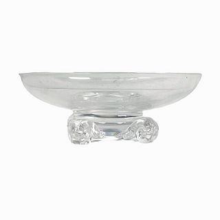 Steuben Clear Glass Scrolled Foot Round Bowl