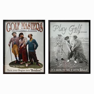 2 "The Three Stooges" Golfing Poster Prints Frame