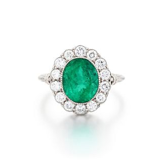 3.34CTTW Emerald and diamond ring