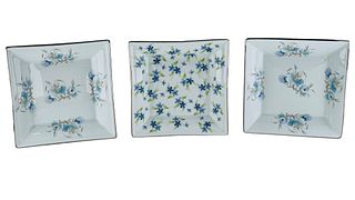 Set of 3 LIMOGES FRANCE Porcelain Floral Plates