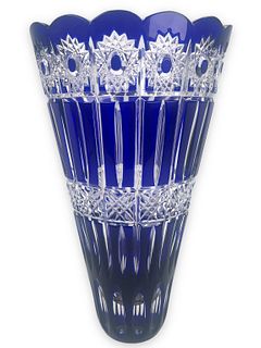 Beautiful Cobalt Blue Crystal Cut Glass Vase