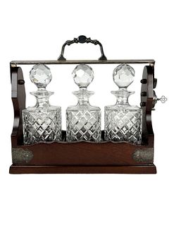 CIRCA 1900 ENGLISH TANTULUS SET WITH 3 DECANTERS