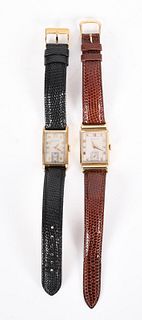 Two Hamilton Gold Watches one with Art Deco case