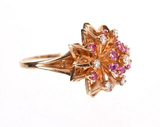 A Yellow Gold, Ruby and Diamond Ring
