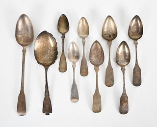 A Group of Silver Spoons, Coin and English