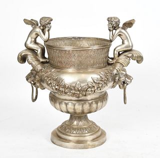 Neoclassical Style Silvered Bronze Campana Urn