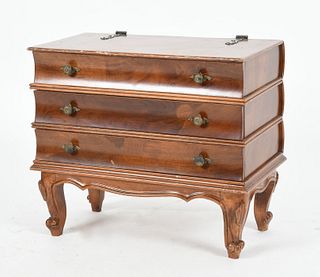 Faux Book Stack Form Mahogany Low Chest