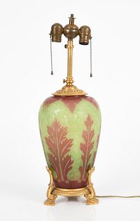 Gilt Bronze Mounted Cameo Art Glass Table Lamp