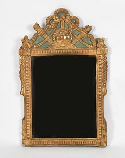 Louis XVI Paint Decorated Carved Giltwood Mirror