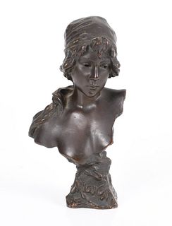 French Bronze Bust: Mignon, Emmanuel Villanis