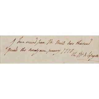 Marquis de Lafayette, War-Dated ADS, January 1778