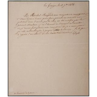 Marquis de Lafayette ALS, 1828