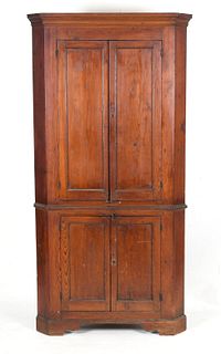 Pennsylvania Stained Pine One-Part Corner Cupboard