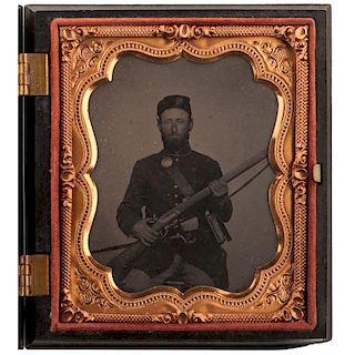 Civil War Sixth Plate Tintype of Private with Musket