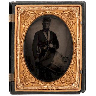 Quarter Plate Tintype of Civil War Drummer, Identified as Pemberton