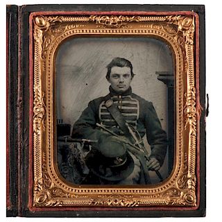 Sixth Plate Ambrotype of Musician with his Flute
