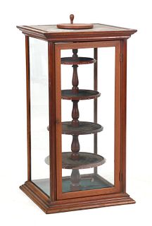 Cherry and Glass Revolving Display Case
