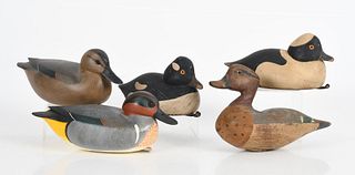 Five Working Hand-Painted Duck Hunting Decoys