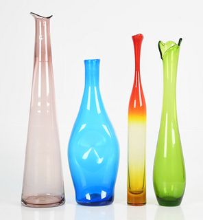 A group four large Blenko glass vases