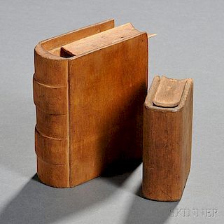 Book Safes, Two Carved Wooden False Books.