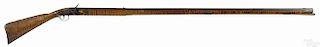 Full stock flintlock fowler, approximately 20 gauge, with a fine curly maple stock