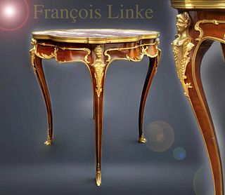 19th C. Francois Linke Gilt Bronze Marble Center Table