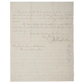 James A. Garfield LS in which he Discusses W.T. Sherman, November 1872
