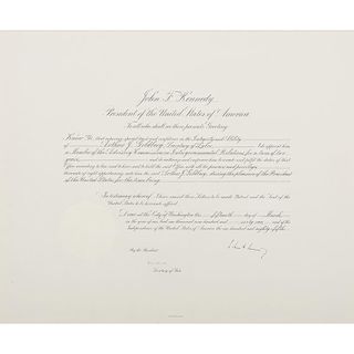 John F. Kennedy Appointment Signed as President for Arthur J. Goldberg, March 1961