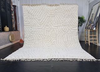 Fabulous Authentic White Engraved Rug
