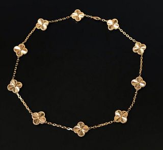 Van Cleef & Arpels Vintage 18K Yellow Gold Alhambra Necklace