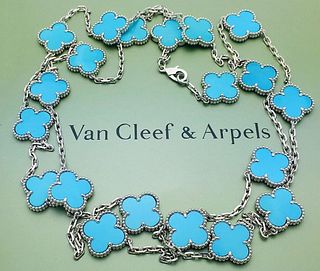 Van Cleef & Arpels Alhambra 18k White Gold 20 Motif Necklace