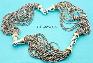 Tiffany & Co Silver 925 14k Gold Multi-Strand Link Necklace 16"