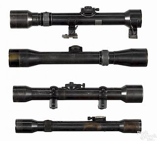Four German pre WWII rifle scopes, to include a Hensoldt with bases, a Carl Zeiss Jenna