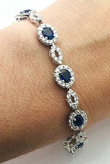 18k Gold 5TCW Diamond 4TCW Sapphires 7" Bracelet
