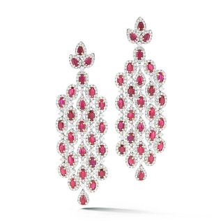 18K GOLD 23.0CTTW RUBY AND DIAMOND EARRINGS