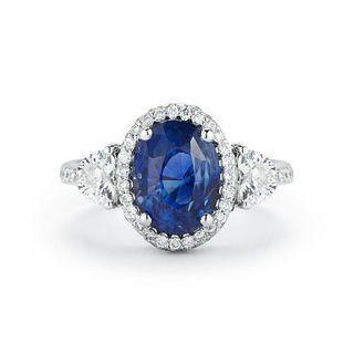 18K GOLD 6.0 CTTW SAPPHIRE RING WITH DIAMONDS