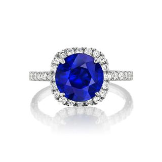 14K GOLD 4.0 CTTW SAPPHIRE AND DIAMOND RING