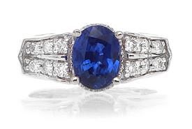 18K GOLD 1.9CTTW SAPPHIRE RING WITH DIAMONDS