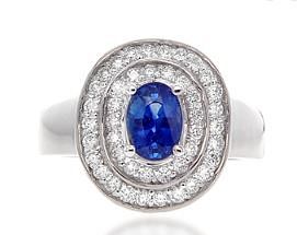 18K GOLD 1.7 CTTW SAPPHIRE RING WITH DIAMONDS