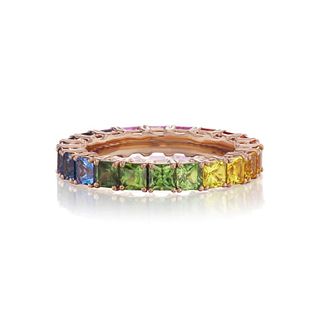 18K GOLD 4.0CTTW MULTI COLOR SAPPHIRE RING