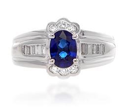18K GOLD 1.4 CTTW SAPPHIRE RING WITH DIAMONDS